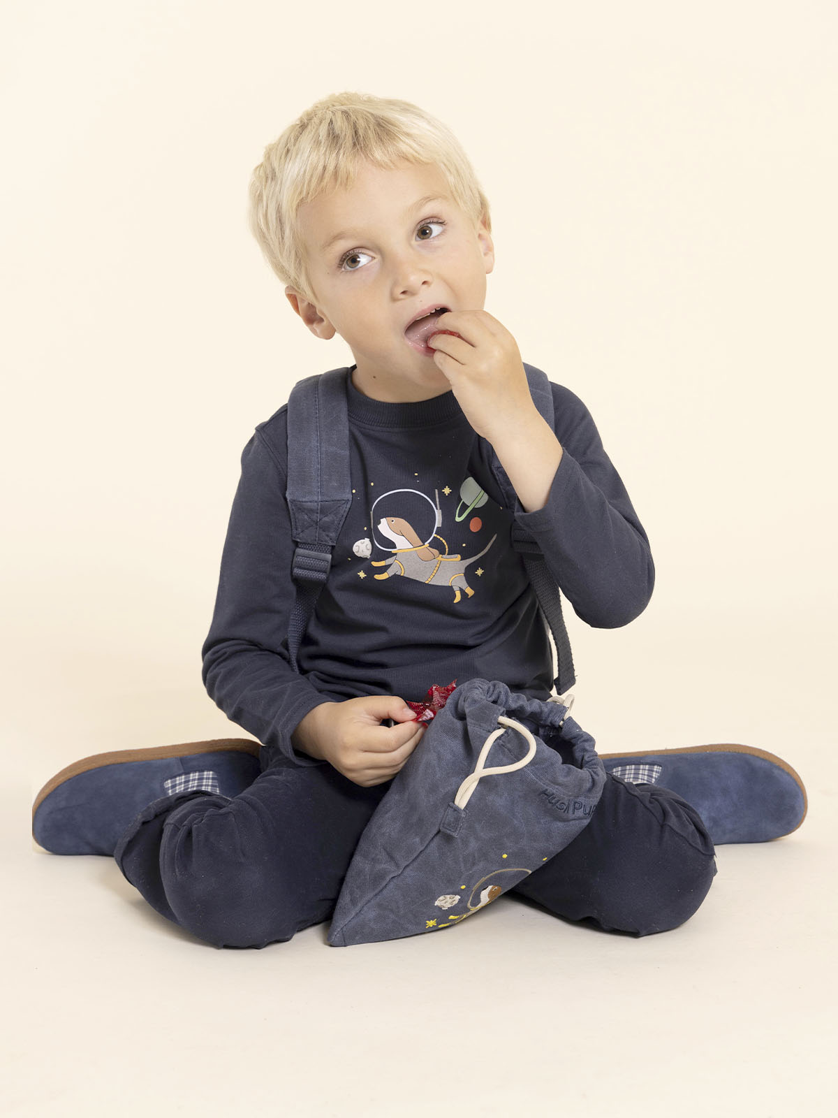 Polo Manga Larga Para Niño Algodón Reciclado Imagine Azul Hush Puppies Kids