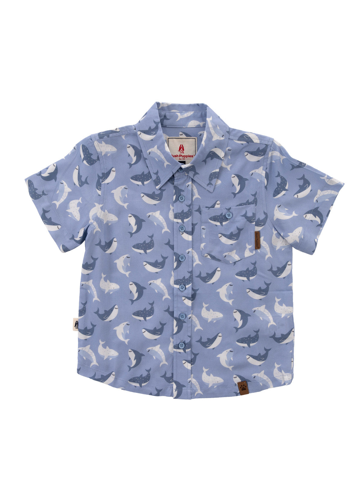 Camisa Para Niño Manga Corta Viscosa Guayabera Azul Hush Puppies Kids